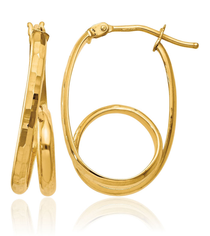 14K Solid Yellow Gold Medium Hoop Earrings