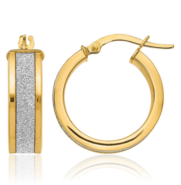 14K Solid Yellow Gold Medium Hoop Earrings