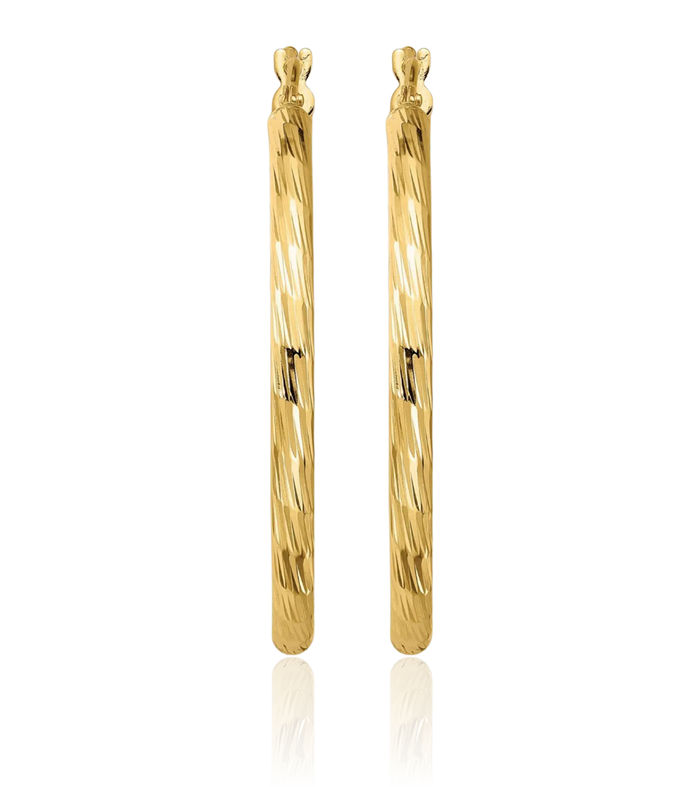 14K Solid Yellow Gold Medium Hoop Earrings