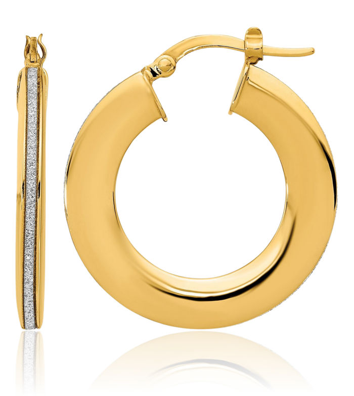 14K Solid Yellow Gold Medium Hoop Earrings