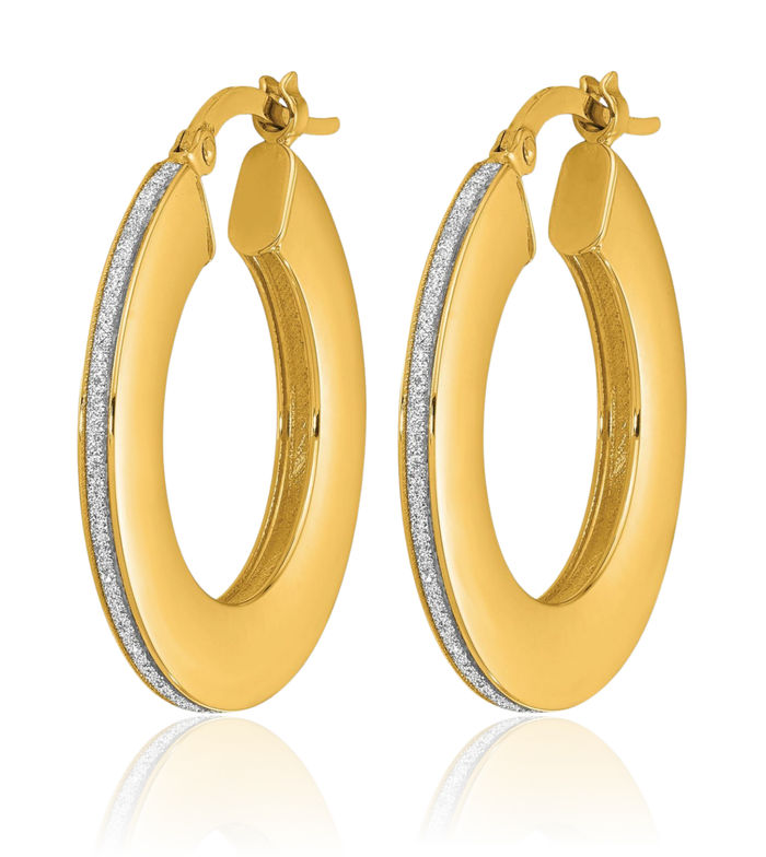 14K Solid Yellow Gold Medium Hoop Earrings