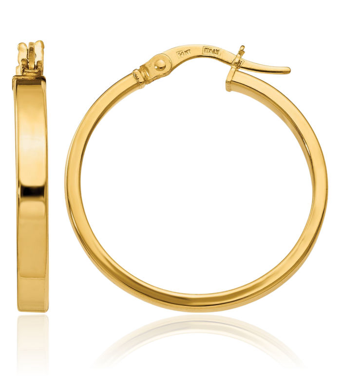 14K Solid Yellow Gold Medium Hoop Earrings