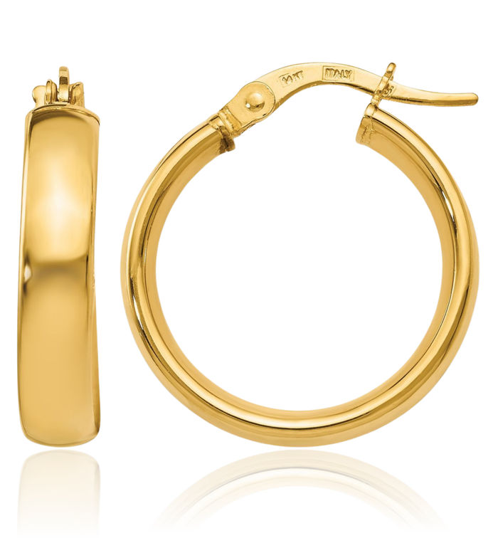 14K Solid Yellow Gold Medium Hoop Earrings