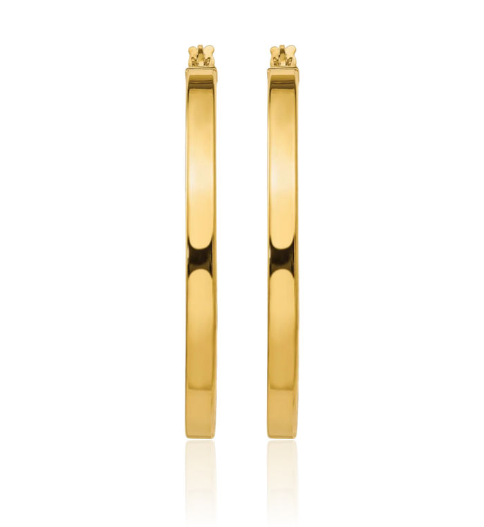 14K Solid Yellow Gold Medium Hoop Earrings