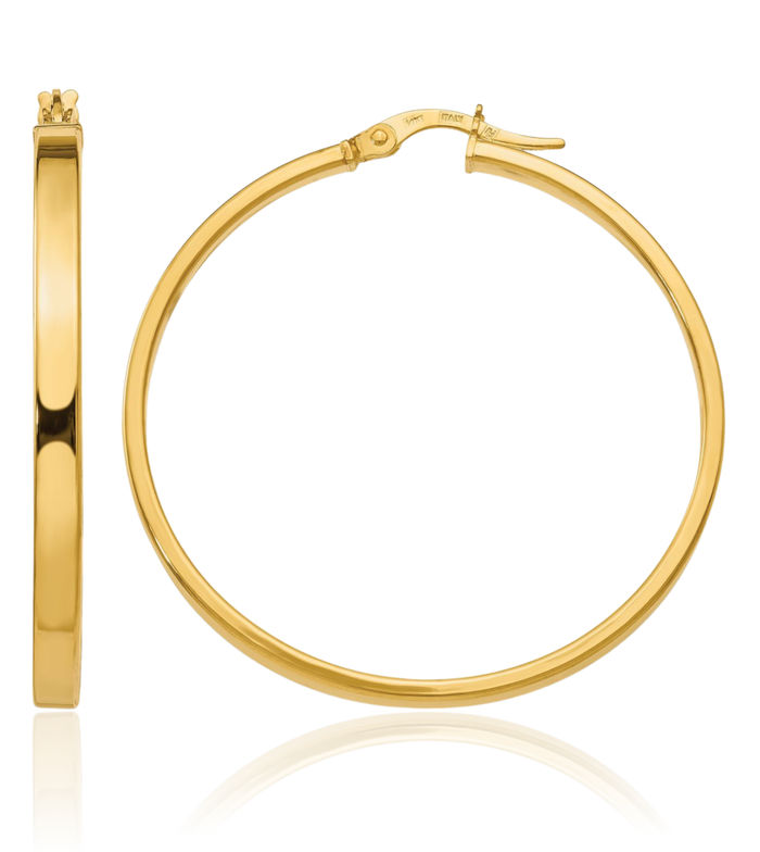 14K Solid Yellow Gold Medium Hoop Earrings