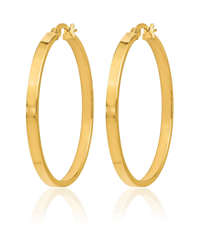 14K Solid Yellow Gold Medium Hoop Earrings