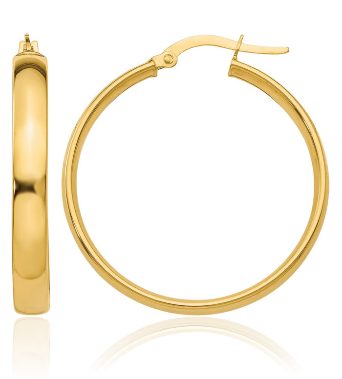 14K Solid Yellow Gold Medium Hoop Earrings