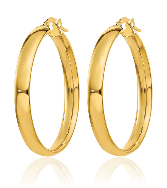 14K Solid Yellow Gold Medium Hoop Earrings