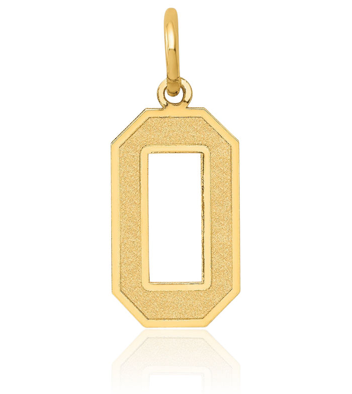 14K Solid Yellow Gold Medium Number 0 Necklace Chain Pendant Charm