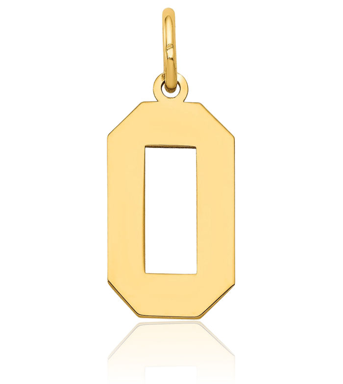 14K Solid Yellow Gold Medium Number 0 Necklace Chain Pendant Charm