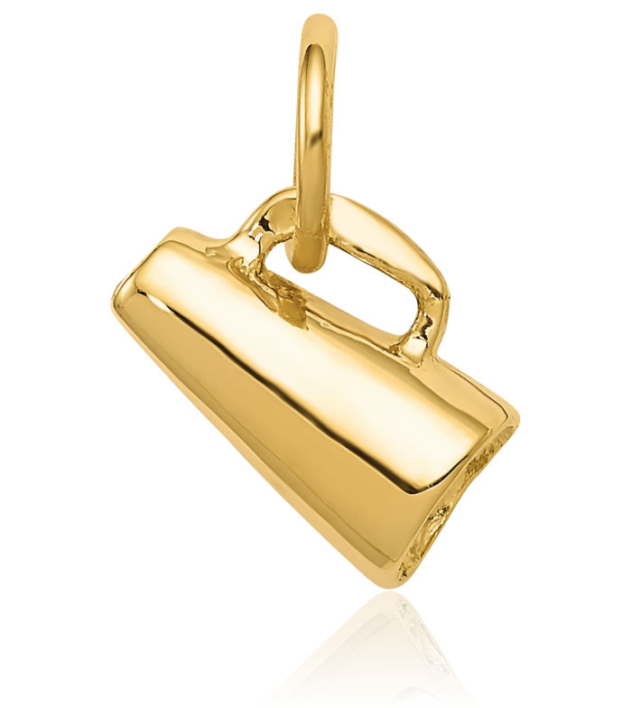 14K Solid Yellow Gold Megaphone Necklace Cheerleading Charm Sports Pendant