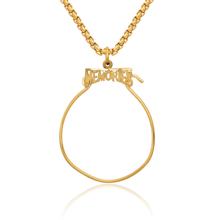 14K Solid Yellow Gold Memories Necklace Chain Pendant Charm Holder