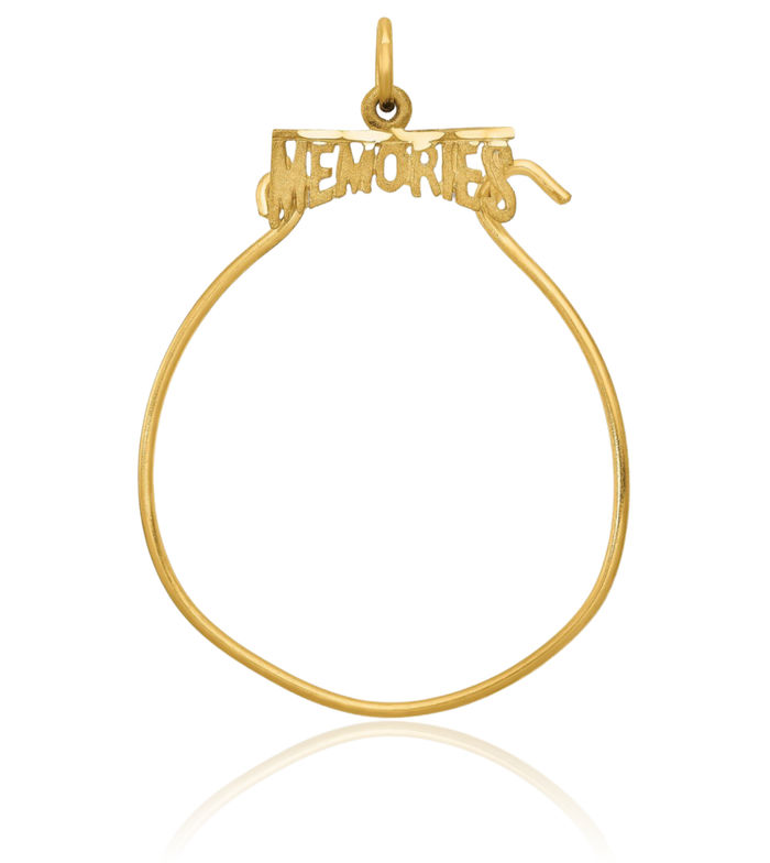 14K Solid Yellow Gold Memories Necklace Chain Pendant Charm Holder