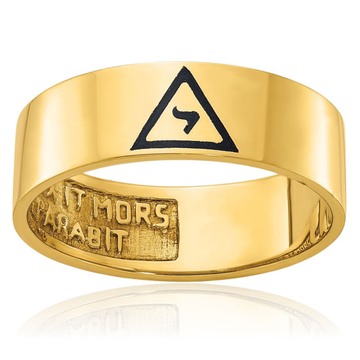 14K Solid Yellow Gold Mens Black 14th Degree Grand Elect Master Mason Signet Freemason Masonic Ring