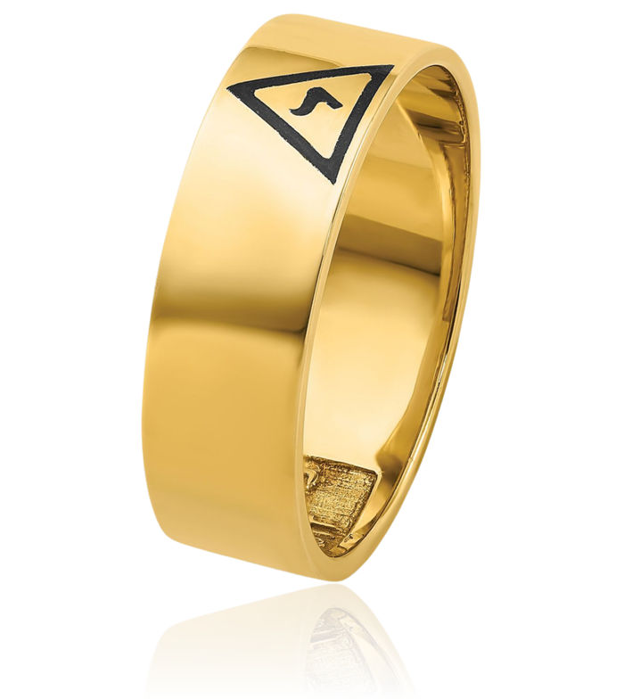 14K Solid Yellow Gold Mens Black 14th Degree Grand Elect Master Mason Signet Freemason Masonic Ring