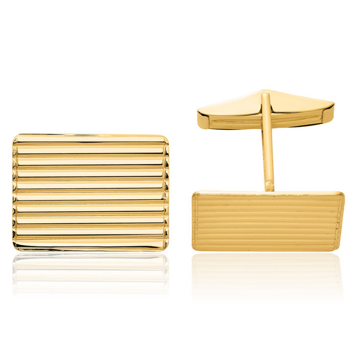 14K Solid Yellow Gold Mens Cuff Links