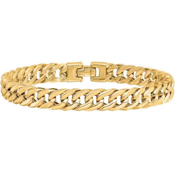 14K Solid Yellow Gold Mens Curb Link Chain Bracelet