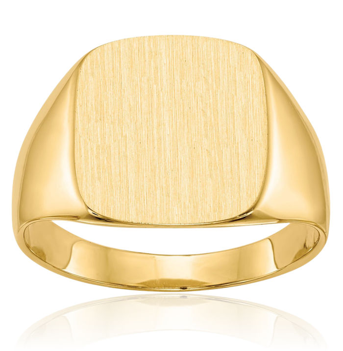 14K Solid Yellow Gold Mens Custom Engraved Signet Ring Handmade Personalized Monogram Initial Letter Band