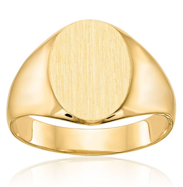 14K Solid Yellow Gold Mens Custom Engraved Signet Ring Handmade Personalized Monogram Initial Letter Band