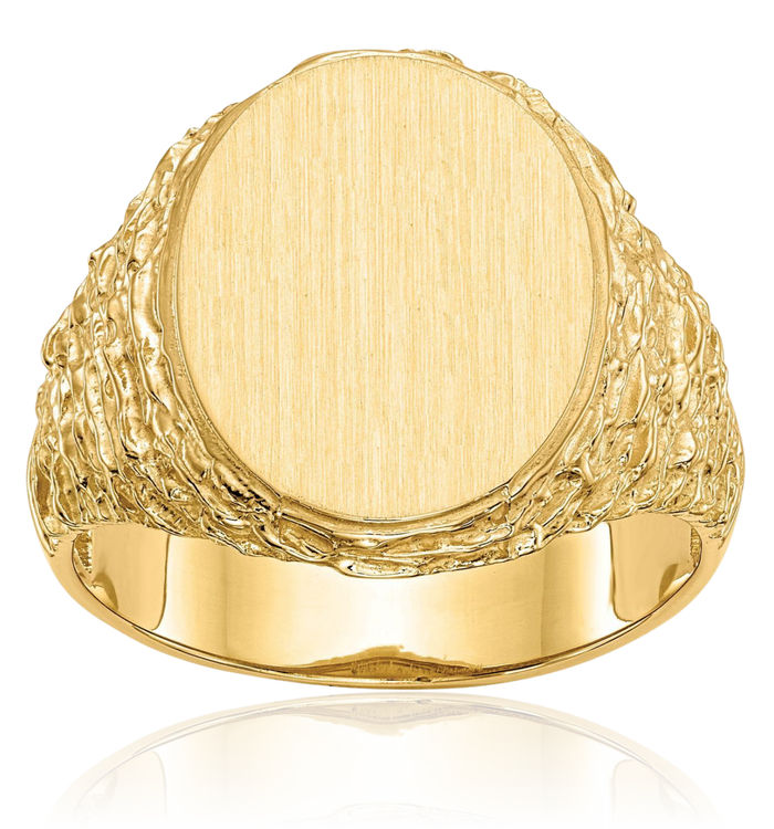 14K Solid Yellow Gold Mens Custom Engraved Signet Ring Handmade Personalized Monogram Initial Letter Band