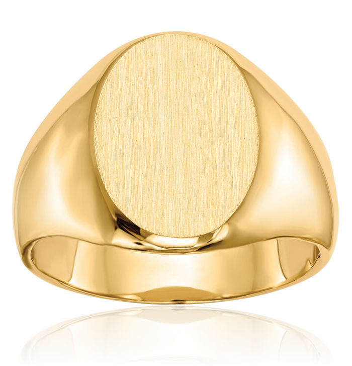 14K Solid Yellow Gold Mens Custom Engraved Signet Ring Handmade Personalized Monogram Initial Letter Band