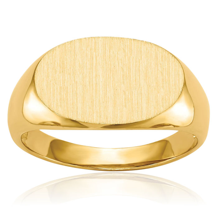 14K Solid Yellow Gold Mens Custom Engraved Signet Ring Handmade Personalized Monogram Initial Letter Band