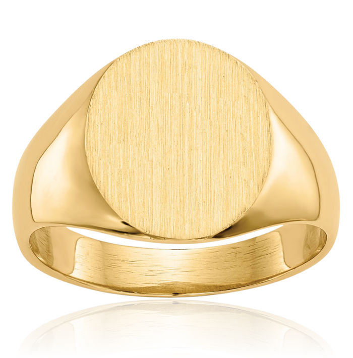 14K Solid Yellow Gold Mens Custom Engraved Signet Ring Handmade Personalized Monogram Initial Letter Band
