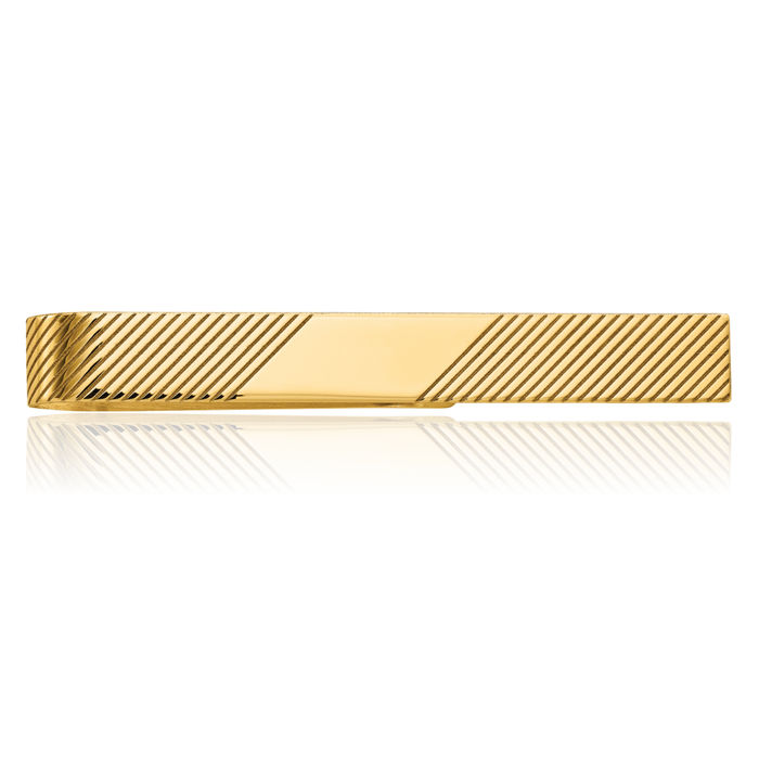 14K Solid Yellow Gold Mens Engraved Personalized Tie Clip Bar Tac