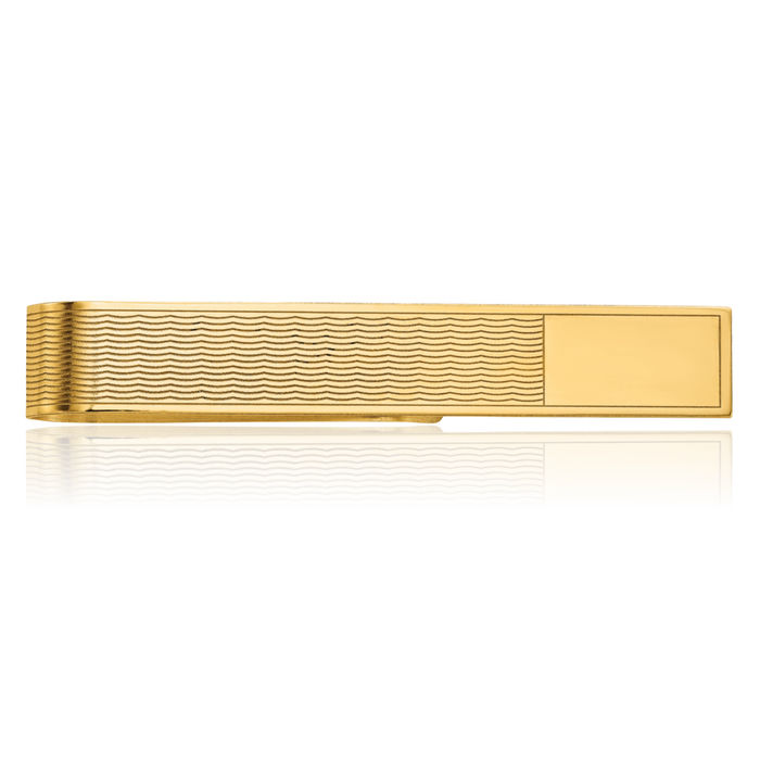 14K Solid Yellow Gold Mens Engraved Personalized Tie Clip Bar Tac