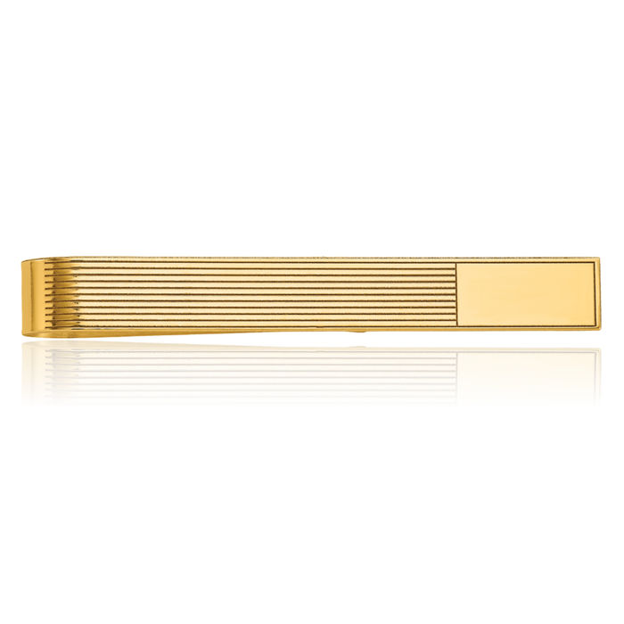 14K Solid Yellow Gold Mens Engraved Personalized Tie Clip Bar Tac