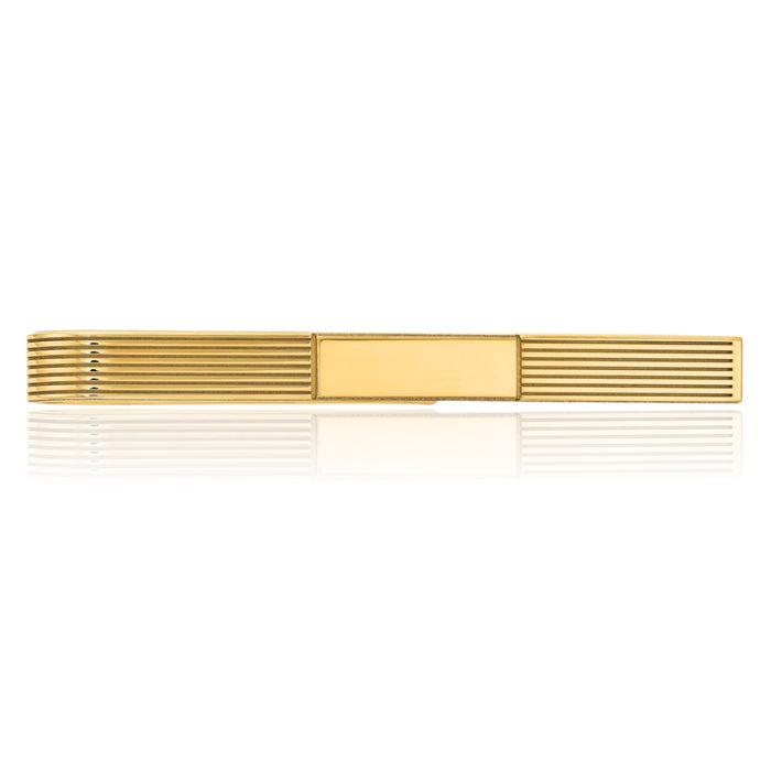 14K Solid Yellow Gold Mens Engraved Personalized Tie Clip Bar Tac