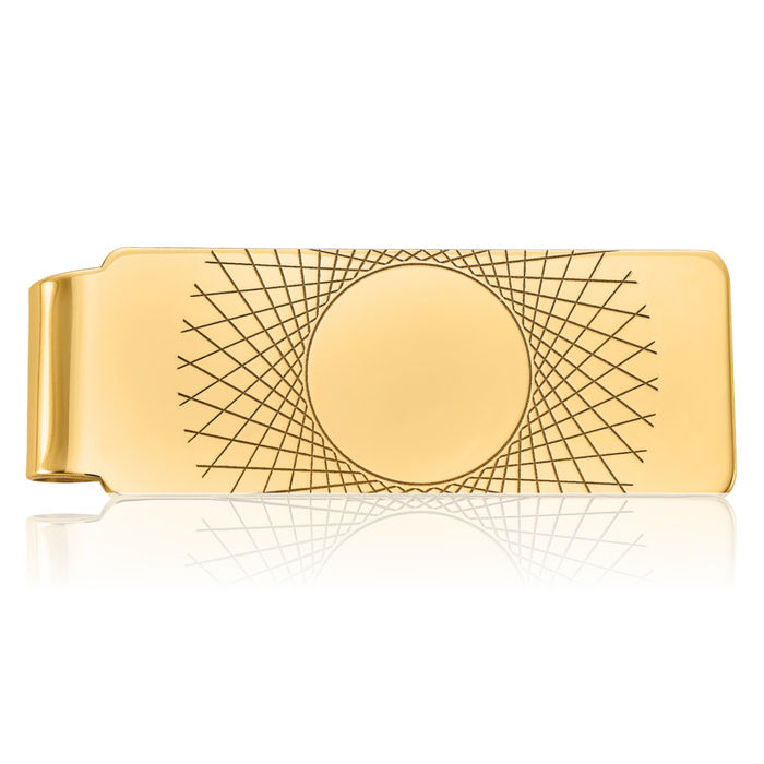 14K Solid Yellow Gold Mens Geometric Money Clip for Men