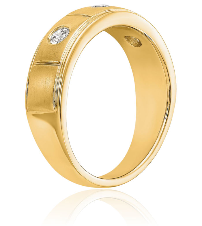 14K Solid Yellow Gold Mens Lab Diamond Wedding Band Ring