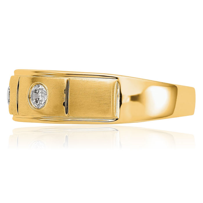 14K Solid Yellow Gold Mens Lab Diamond Wedding Band Ring