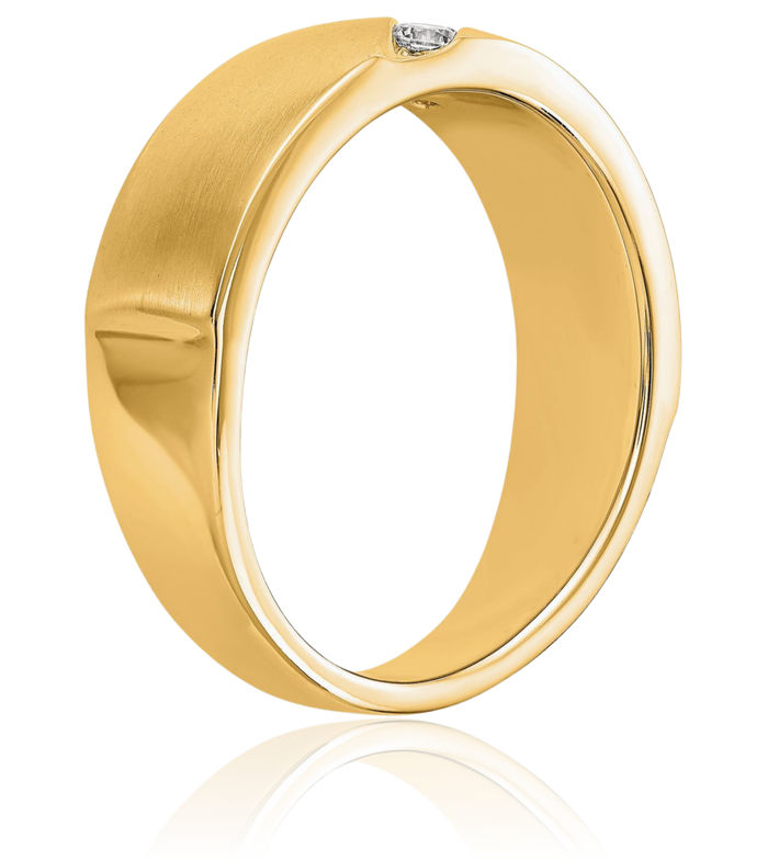 14K Solid Yellow Gold Mens Lab Diamond Wedding Band Ring