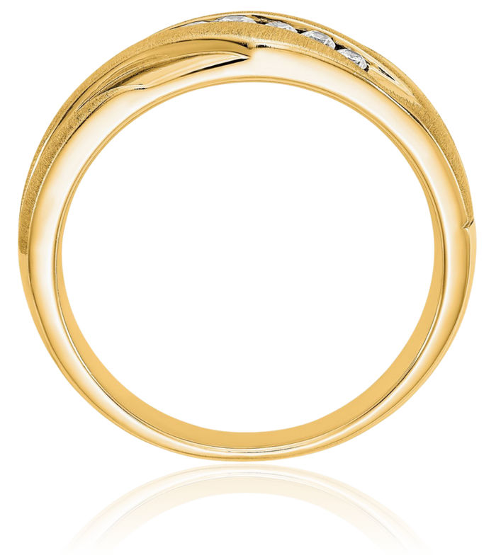 14K Solid Yellow Gold Mens Lab Diamond Wedding Band Ring