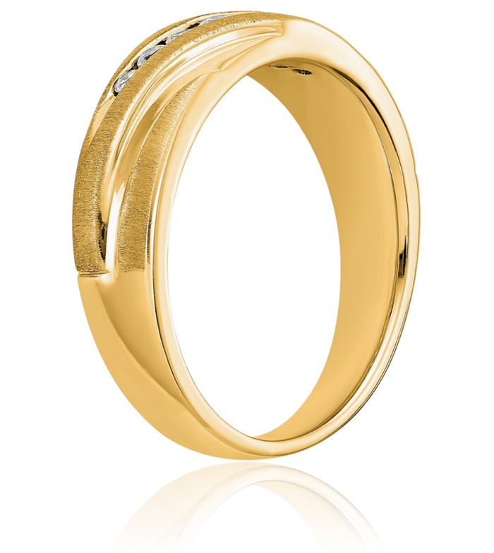 14K Solid Yellow Gold Mens Lab Diamond Wedding Band Ring