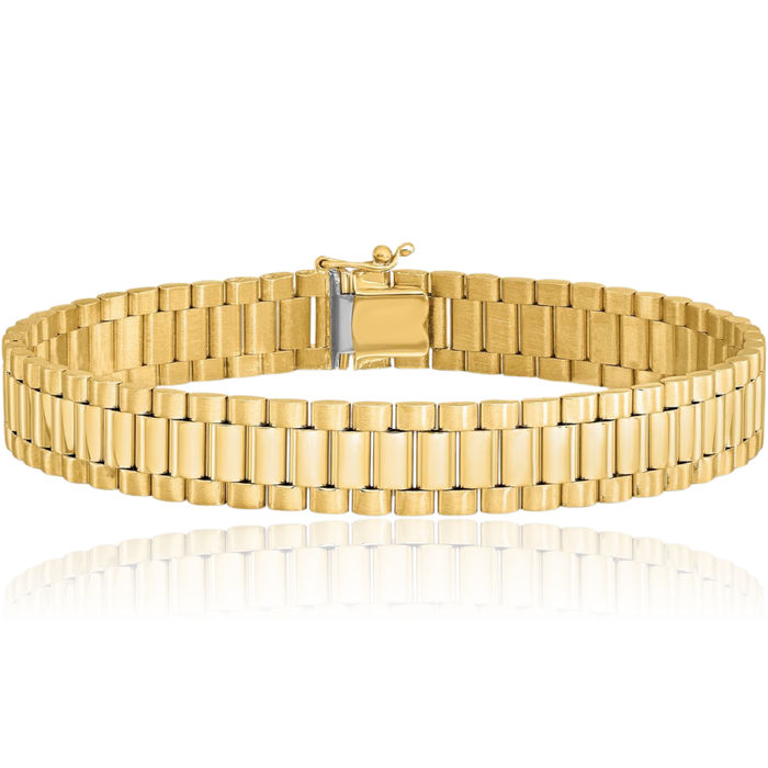 14K Solid Yellow Gold Mens Link Chain Bracelet