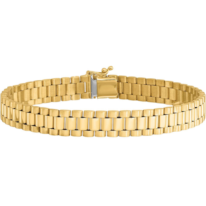 14K Solid Yellow Gold Mens Link Chain Bracelet