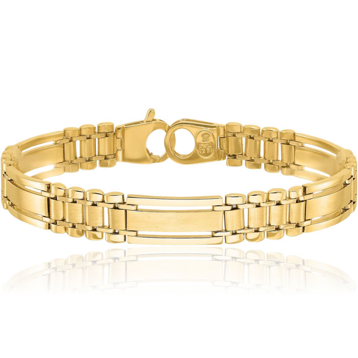 14K Solid Yellow Gold Mens Link Chain Bracelet