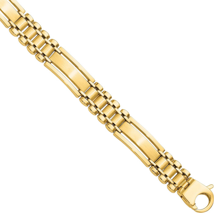 14K Solid Yellow Gold Mens Link Chain Bracelet