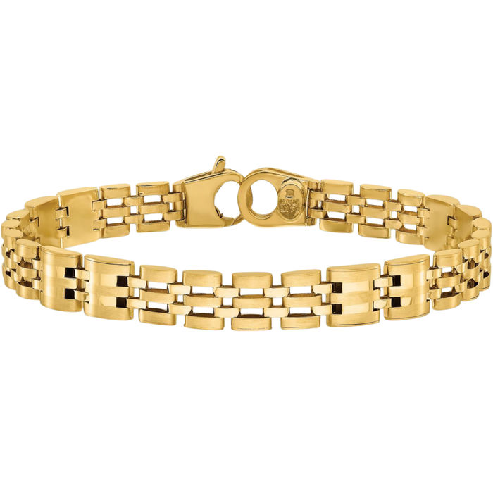 14K Solid Yellow Gold Mens Link Chain Bracelet