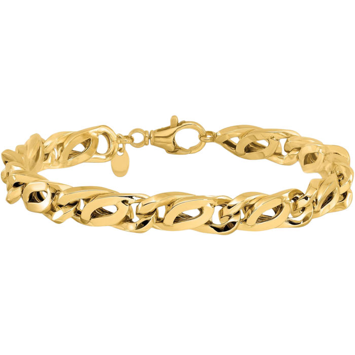 14K Solid Yellow Gold Mens Link Chain Bracelet