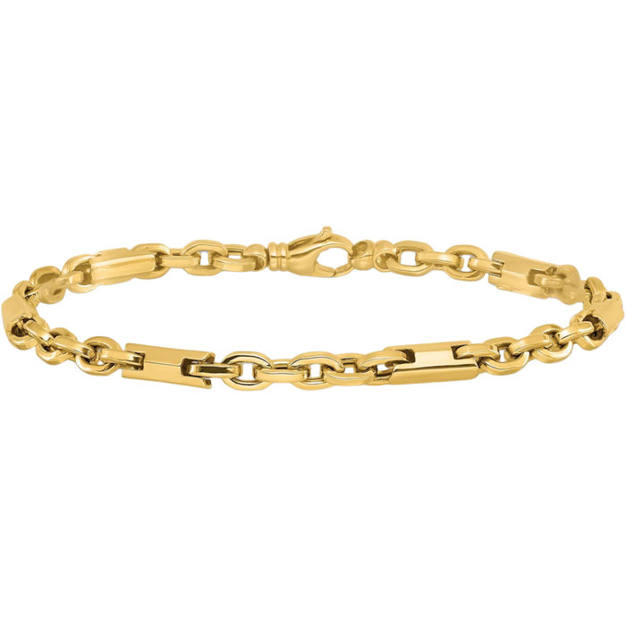 14K Solid Yellow Gold Mens Link Chain Bracelet