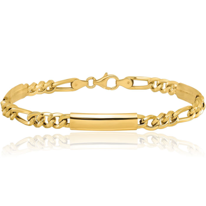 14K Solid Yellow Gold Mens Link Chain Bracelet