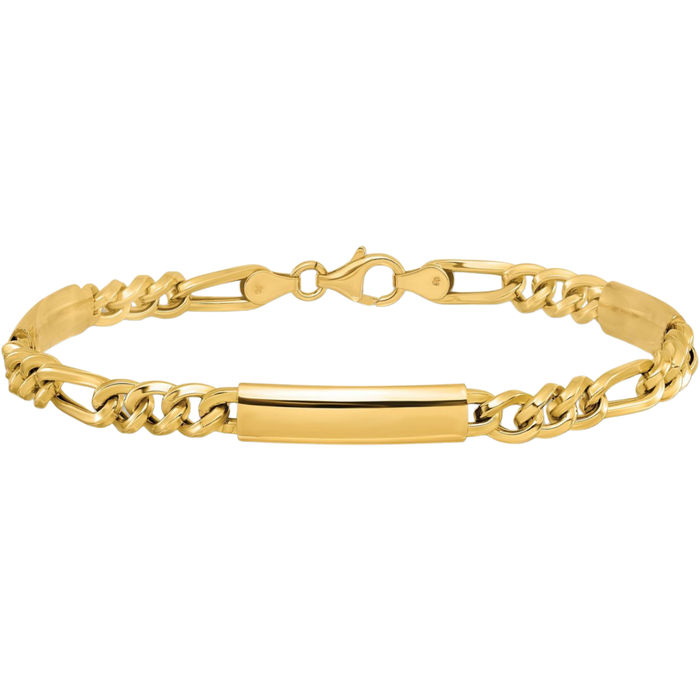 14K Solid Yellow Gold Mens Link Chain Bracelet