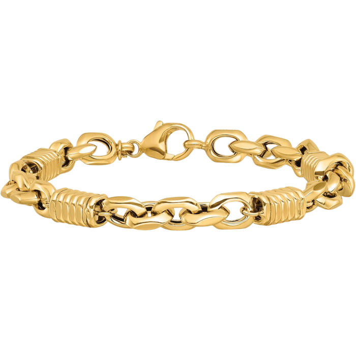 14K Solid Yellow Gold Mens Link Chain Bracelet