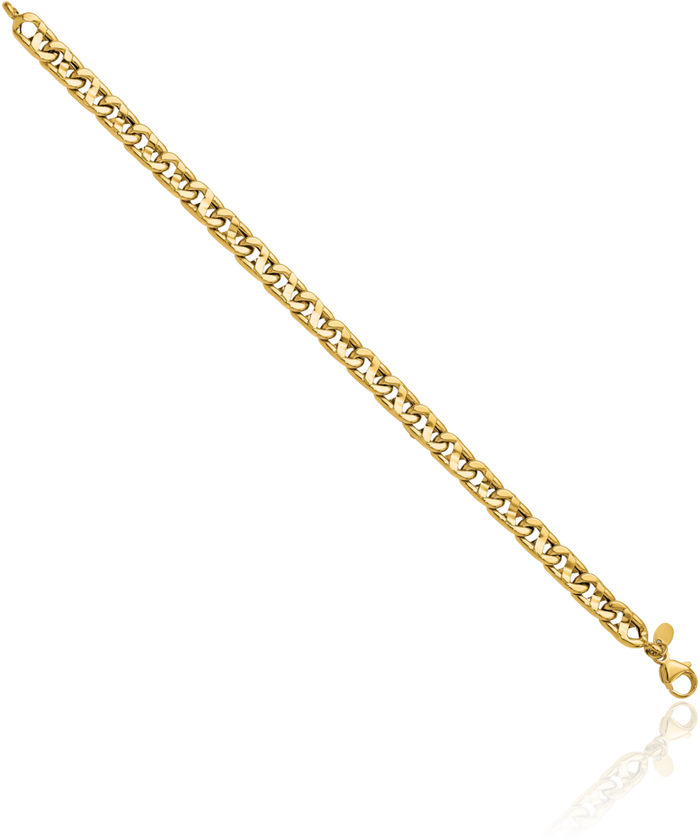 14K Solid Yellow Gold Mens Anchor Mariner Link Chain Bracelet