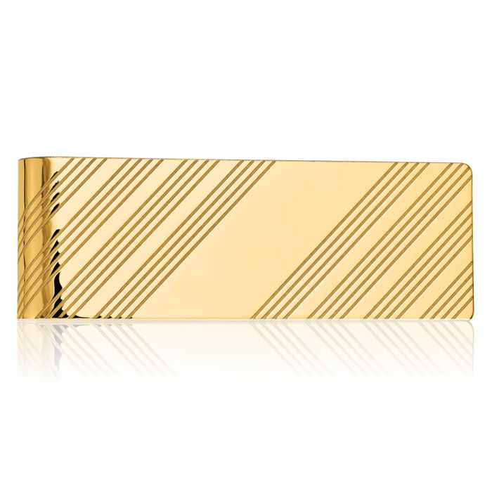 14K Solid Yellow Gold Mens Money Clip for Men