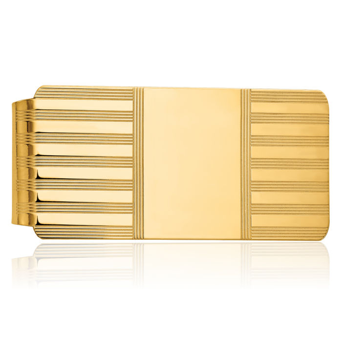 14K Solid Yellow Gold Mens Money Clip for Men